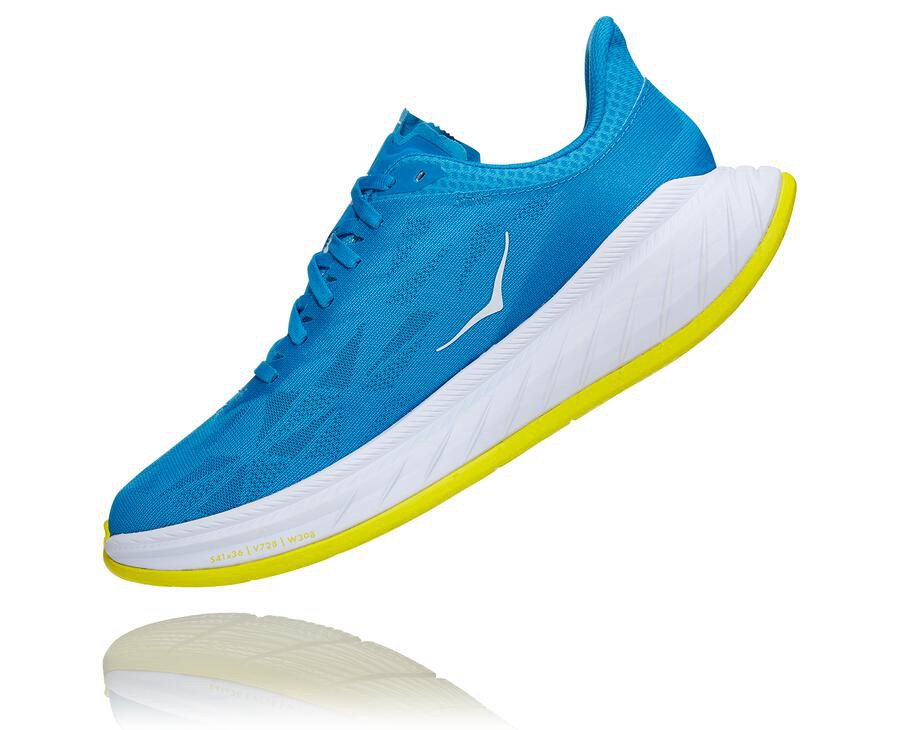 Running Shoes Mens - Hoka One One Carbon X 2 - Blue/White - APZITJY-37